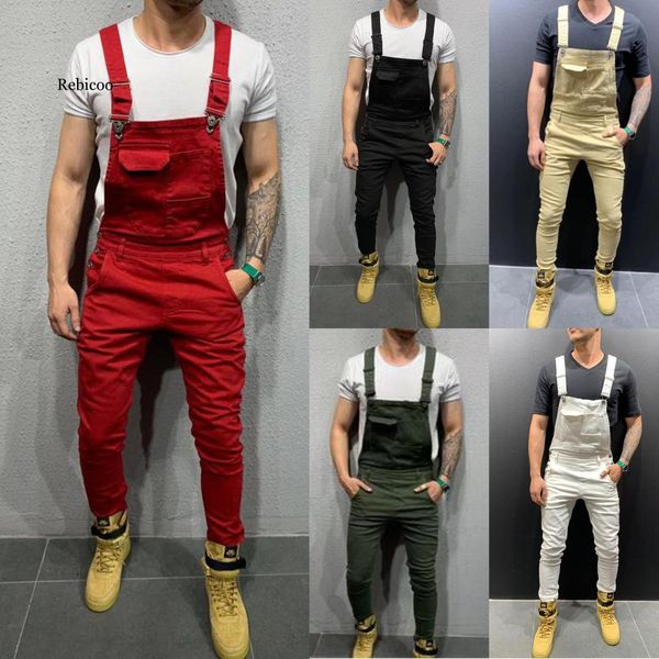 

2019 new denim bib korean slim men's trousers men's pants size s-xxxl, Blue