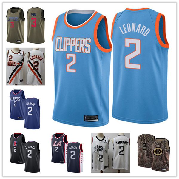 

2020 custom men's los angeles clippers 2 kawhi leonard 3 chris paul black white throwback basketball edition nba jersey