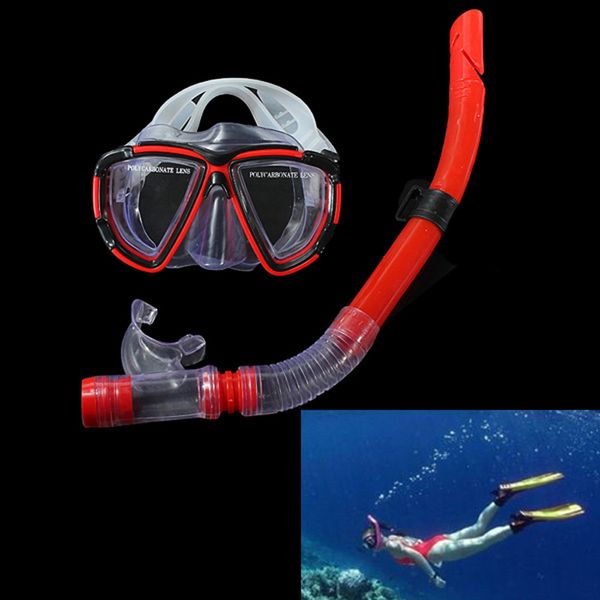 

swimming gear dive scuba submersible goggles protective mask glasses anti-fog diving mask equipment semi dry snorkel set