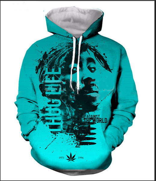 

new fashion cool sweatshirt hoodies 3d print mens womens casual 2pac tupac style streetwear clothes rl0178, Black