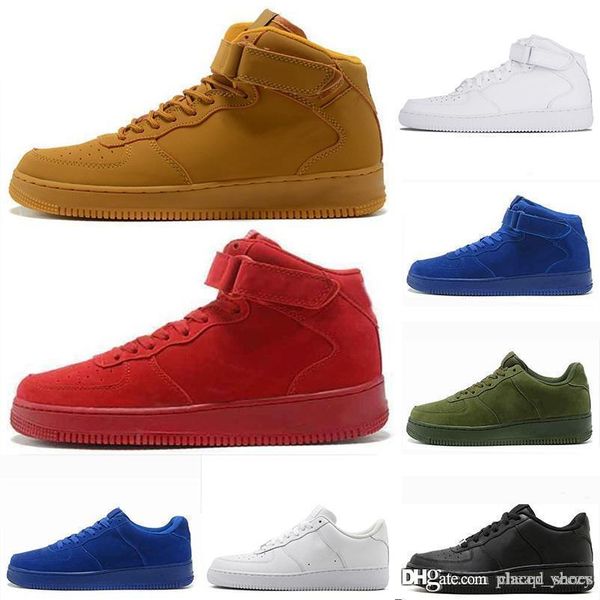 

2019 forced high low cut running shoes breathable forces one 1 knit men women designer sport sneaker trainers size36-45