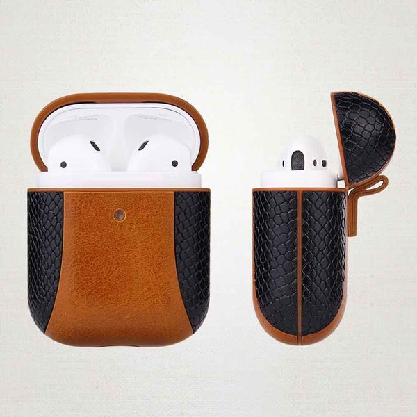 

2020 airpods case for 1/2 bluetooth headset shockproof cover for airpods fashion snake pattern patchwork storage box 7 colors new cases