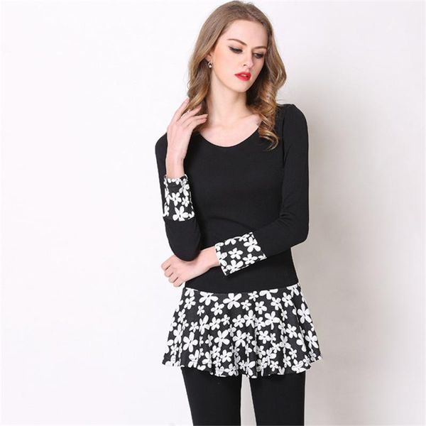 

plus size dresses for women autumn long sleeve solid black loose clothes fashion elegant printing vestidos female party club, Black;gray