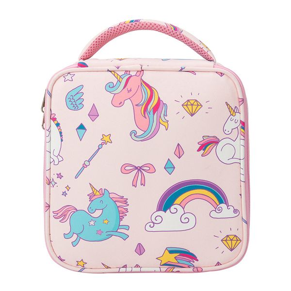 

cartoon animal unicorn lunch bag portable thicken thermal box picnic ice high childern capacity insulated tote cooler bags, Blue;pink