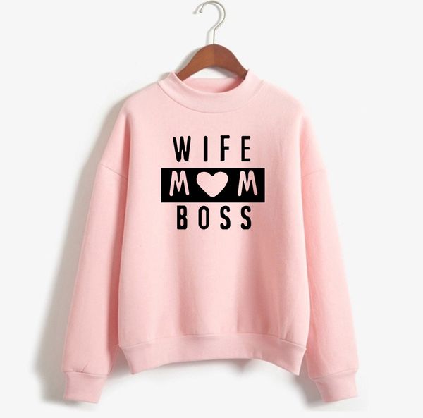 

plus size women long sleeve thicken wife mom boss female printed wool jumper 2019 autumn harajuku sweatshirt street clothing, Black