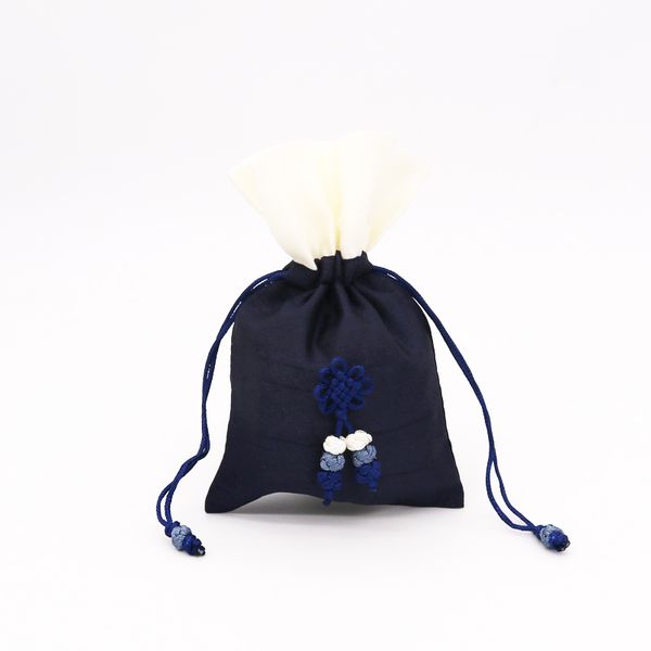 

5pcs/lot navy color soft satin jewelry bags 10x15cm fashion drawable pouches with chinese knot for party gifts bracelet package, Pink;blue