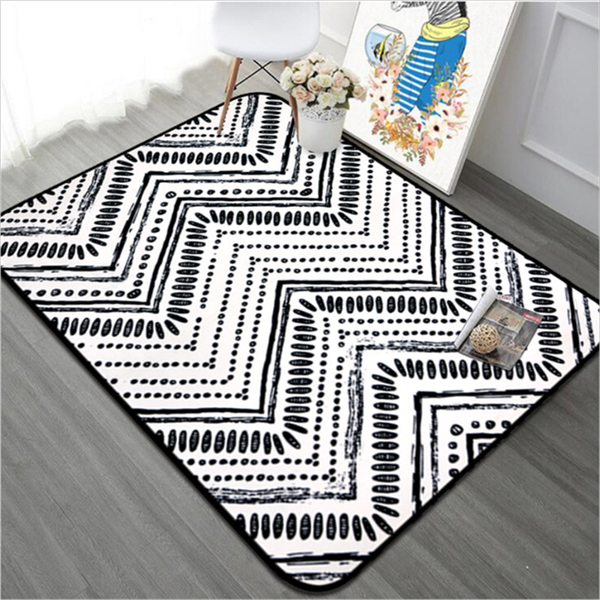 

nordic black / white геометрические узоры гостиная спальня ковер мягкая противоскользящая кабинет напольный коврик детский crawl ковровые a0