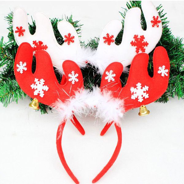 

1pc cute christmas decorations red/white/coffee hair hoop ornaments child kids girl headwears festival party ornaments supplies