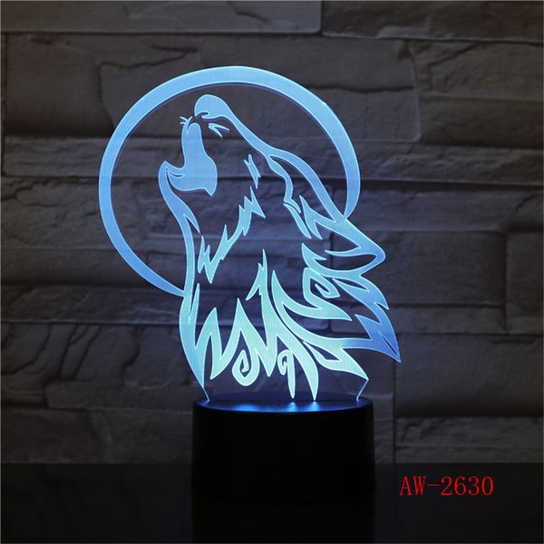 

animal howl wolf 3d lamp led usb table night light multicolor lava rgb lighting luminaria christmas switch touch remote aw-2630