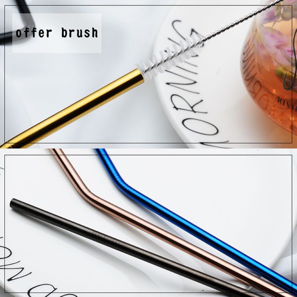 

нержавеющая сталь соломинки красочные питьевой соломы многоразовые металлические соломы главная партия бар аксессуары 21.5 см согнуты прямо