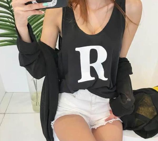 

running jerseys summer women letter print loose vest tank casual breathable gym fitness sports cycling for female 2021, Black;blue