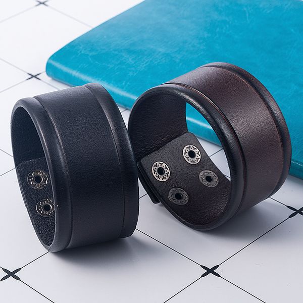 

панк мужчины женщины широкий из натуральной кожи браслет surfer застежка манжета браслет браслет рождественский подарок, Black