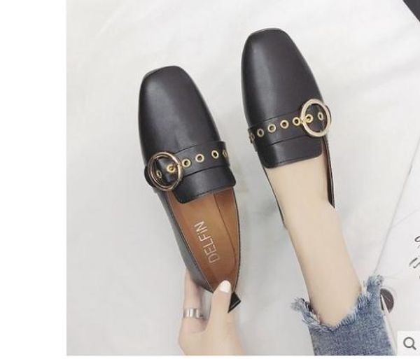 

2019 women's shoes in spring and autumn with new style low heel square head@1016, Black