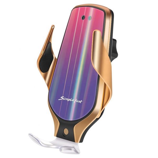 

r9 automatic clamping 10w fast car wireless charger for iphone huawei samsung qi infrared sensor car phone holder air vent mount