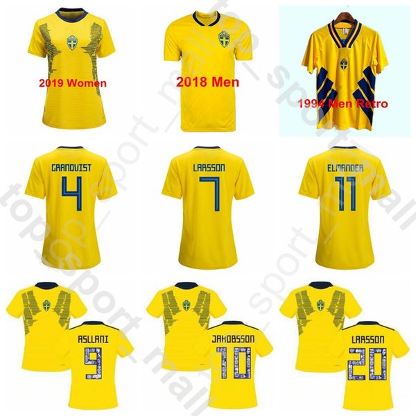 

men women sweden 2019 2020 lady soccer 10 sofia jakobsson jerseys 5 nilla fischer 18 fridolina rolfo football shirt kits uniform home yellow, Black;yellow