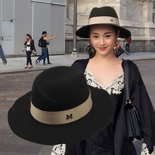 

new street shooting british wind hats wild big flat along the witch female woolen hat felt hats men and women autumn and winter, Blue;gray
