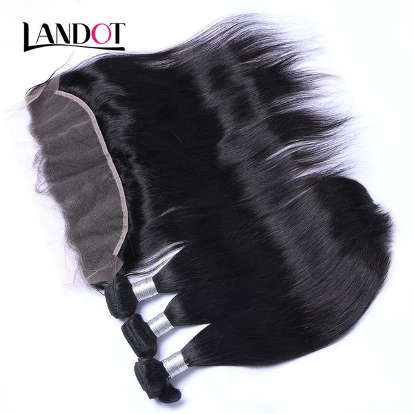 

Brazilian Peruvian Malaysian Indian Straight Virgin Human Hair Weave 3 Bundles with 13x4 Lace Frontal Closures Cuticle Aligned Remy Hair