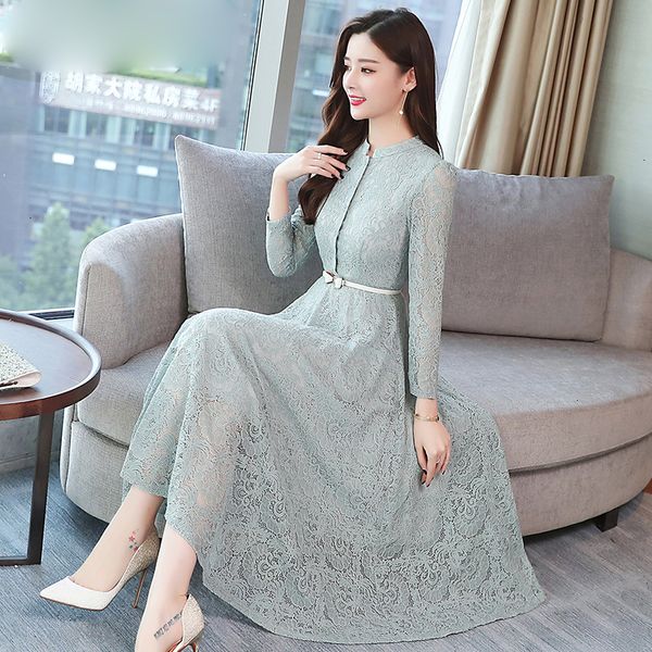 

woman clothes plus size dress winter plus size vintage lace floral women elegant bodycon black maxi dress party long sleeve vestidos, Black;gray