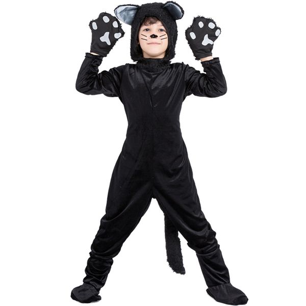 

halloween cosplay costumes animal black cat stage performance children's clothing parent-child clothing, Black;red