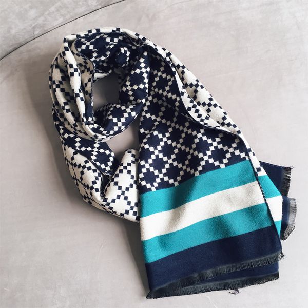 

plaid scarf for women autumn and winter new european-british style thickened long warm imitation cashmere tassel shawl, Blue;gray