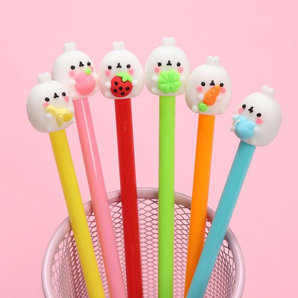 

48 pcs/lot molang gel pens cute fruit 0.5mm black ink signature pen material stationery gift school writing supplies
