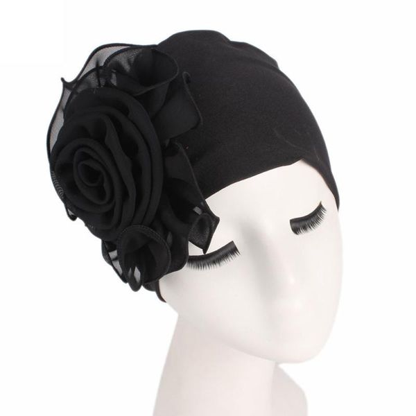 

women stretchy beanies with big flower loss cap african turban boho head wrap wedding party cap turbantes mujer, Blue;gray