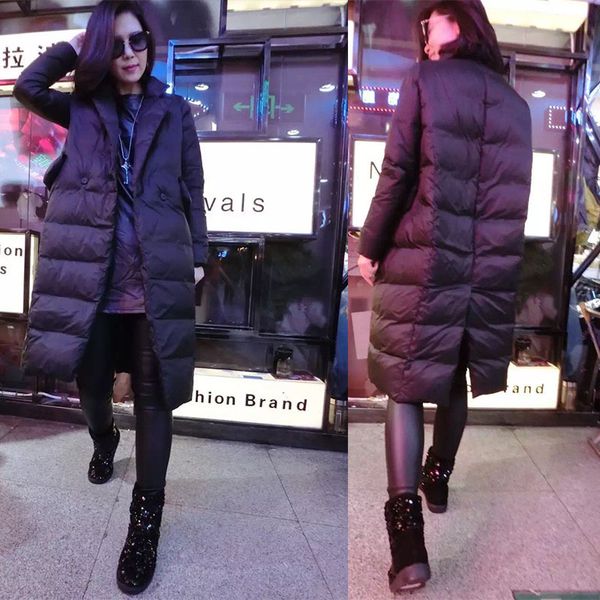 

2018 plus size 6xl outwear new korean winter warm thicke cotton coat long loose women down jacket coat double-breasted clothes, Black