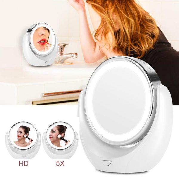 

led hd 5x magnifier 360 degree rotatable double-mirror makeup vanity mirror make up mirror