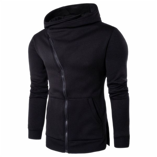 

2019 men zipper hoodie coat outwear casual hooded pullover l0723, Black