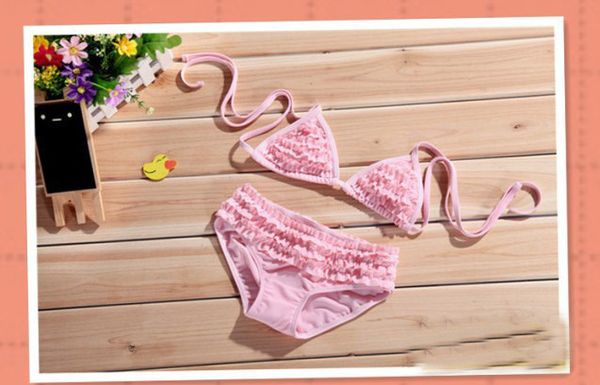 

europe and the united states girls bikini swimsuit tight high elastic stripe children's swimwear factory direct sales