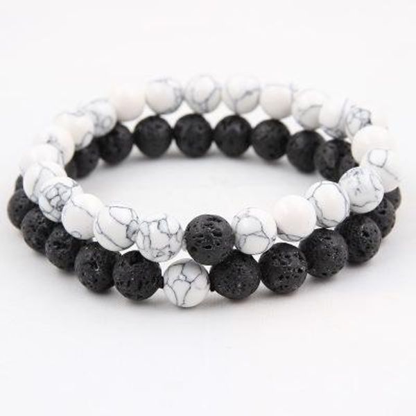 

6 styles natural beaded bracelet couple wristband lava stone stretch bracelets women mens yoga bracelet jewelry bangles accessories, Black