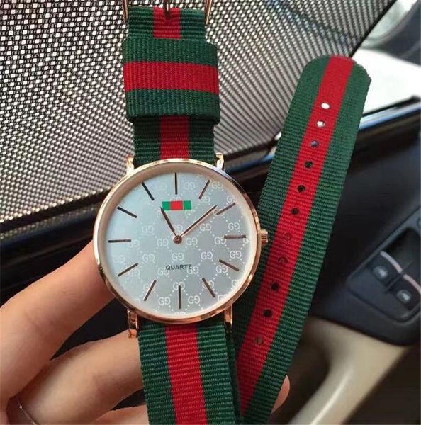 

quartz nylon strap watch casual men 40mm ladies 36mm black complex colorful nylon watches military watch, Slivery;brown