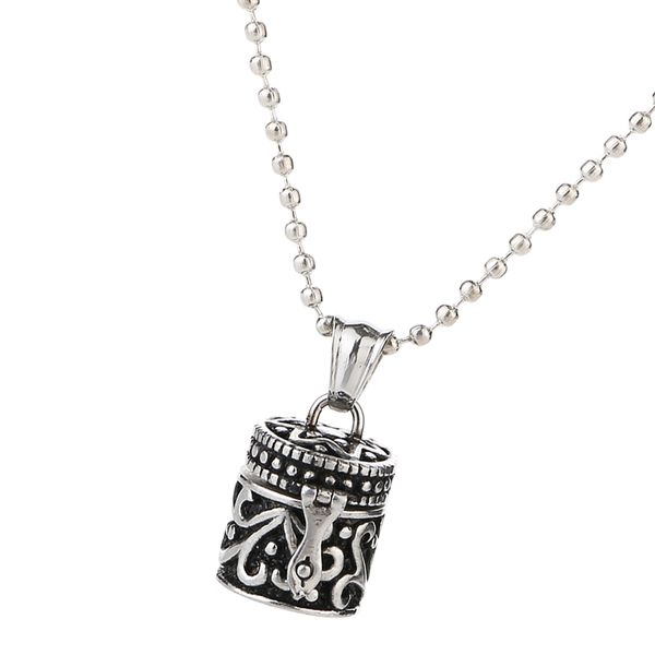 

ethnic 316l stainless steel openable hollow pendant urn memorial necklace, Silver