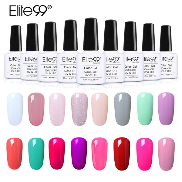 

elite99 10ml pure color gel varnish soak off uv gel nail polish base coat no wipe semi permanent for nail art manicure, Red;pink