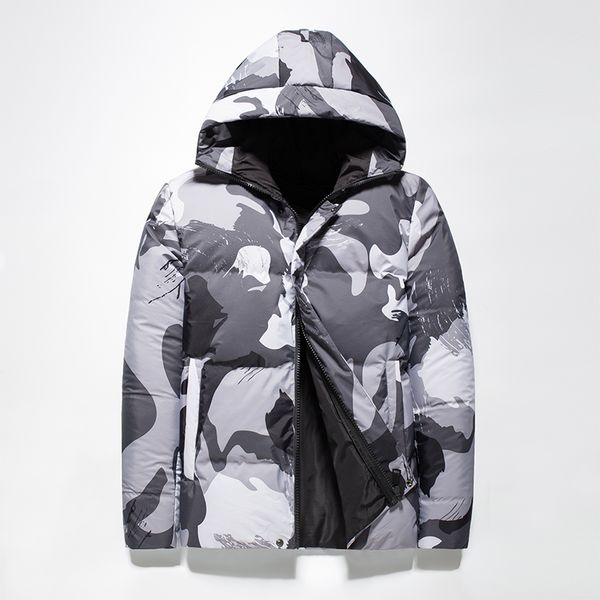 

men's long winter camouflage down jacket, Black
