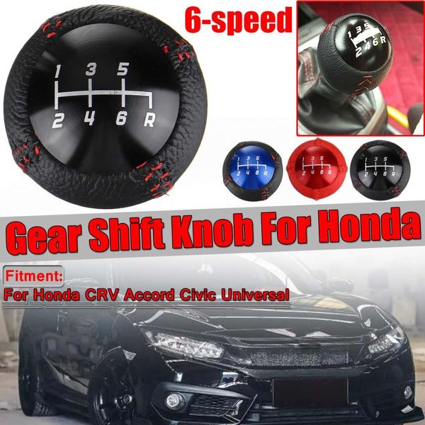 

6 speed gear shift knob universal for crv cr v for accord civic 6 speed car gear shift knob leather black/red/blue
