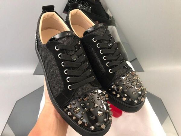 

perfect official quality red bottom shoes for womens men fashion luxury trainer shoes studs&strass toecap outdoor fashion paris walking c17, Black