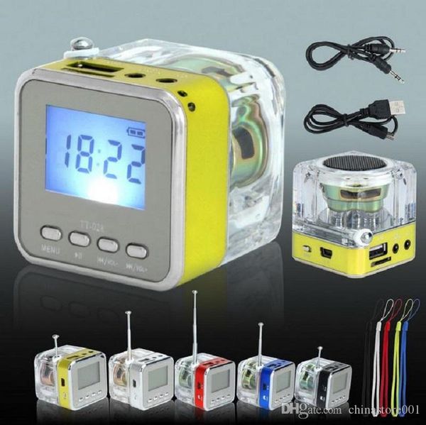 

mini fm radio outdoor running portable speaker micro sd card usb music mp3 player sounds box led screen clock drop shipping