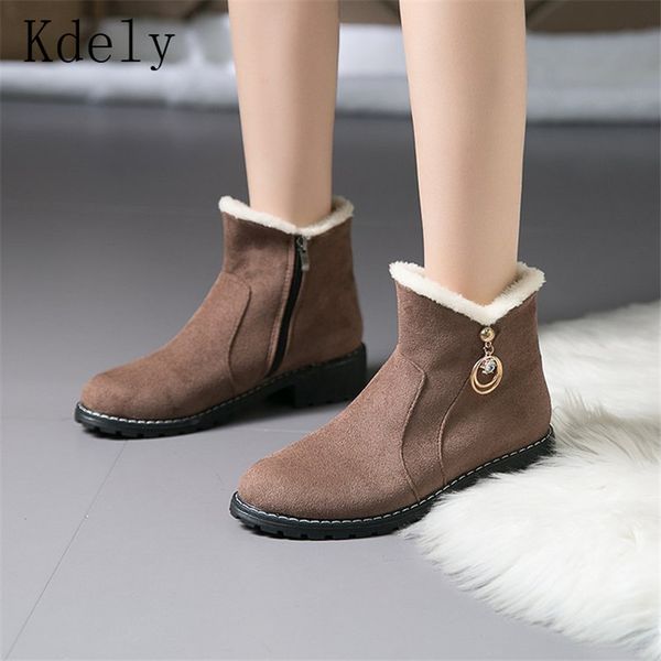 

women boots winter shoes plus size platform female warm botas mujer 2019 booties ankle for women snow boots, Black