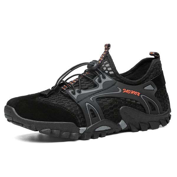 

2019 men outdoor sneakers breathable non-slip hiking shoes big size 38-46 men outdoor hiking trekking trail sport shoes, Black