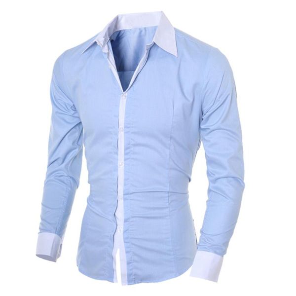

simple fashion fashion personality men's polyester casual slim long-sleeved shirt blouse korean wild shirt july24, White;black