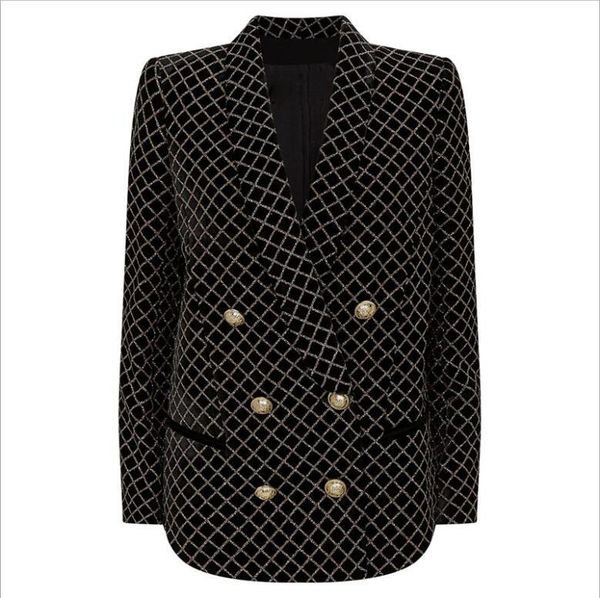 

роскошные женщины пальто плед спринт к 2020 году новых куртка мода женский блейзер двойной брестед карманы сельма инс, White;black