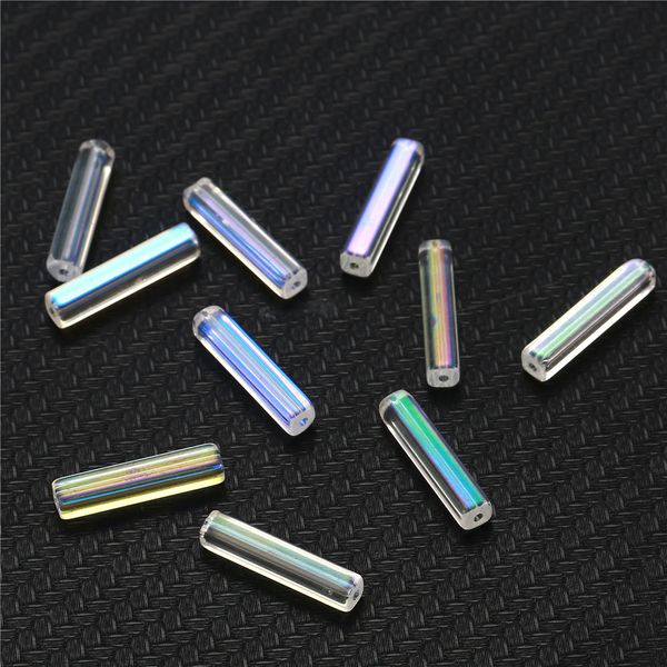 38pcs/lote mágico Fantasmas de cristal de cristal de tubo de tubo -espaçador miçangas pingentes de pendente Big Hole Cristal Charms