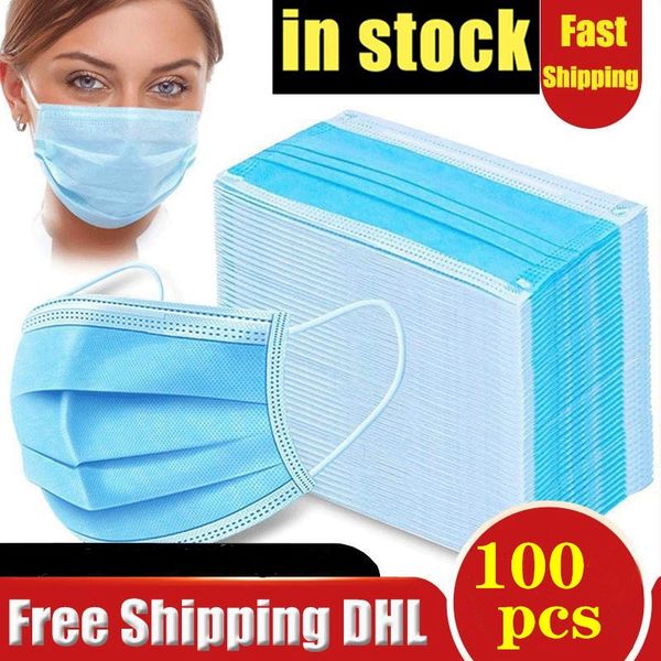 

dhl 50 pcs face mouth masks 3 layers dustproof facial protective cover masks anti-dust disposable salon earloop mouth mask party masks