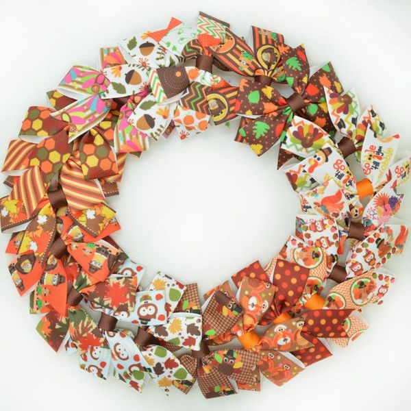 

20pcs/lot 3.1" inch thanksgiving printed grosgrain ribbon bows clips girl's hair bow headware kids hair accessories mix, Slivery;white