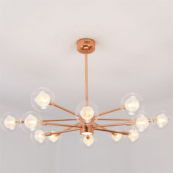 Modern Luxury Rose Gold Glass Ball Pendant Lamp Nordic Copper Color Indoor Lighting Fixtures Lamparas For Dinning Living Room Pendant Lamp Holder Diy