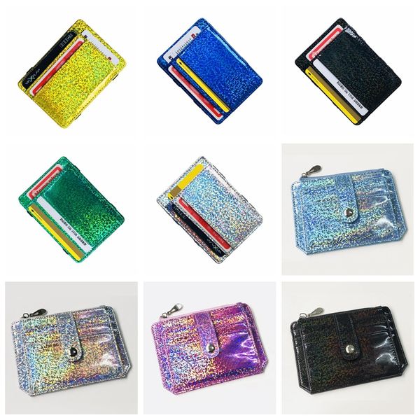 

laser hologram card bag string bus card bags shinning crad id holder girl fashion bentoy bank card bag sliver golden bagsing, Red;black