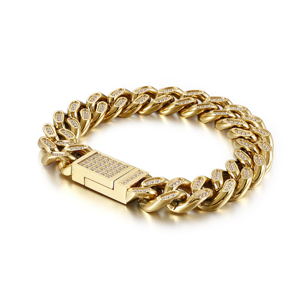 

fashion stainless steel jewelry european and american stainless steel men's personality hip-hop bracelet, Black
