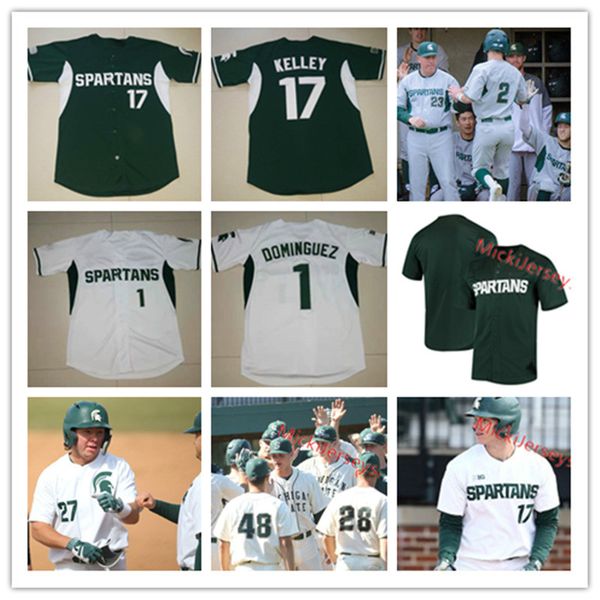 

пользовательского штат мичиган спартанцы бейсбол джерси bryce kelley marty bechina бейли петерсон дэнни gleaves митчелл tyranski штат мичига, Black