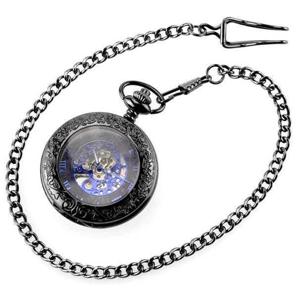 

ретро стимпанк механический ветер карманные часы в металлической могиле синий, Slivery;brown